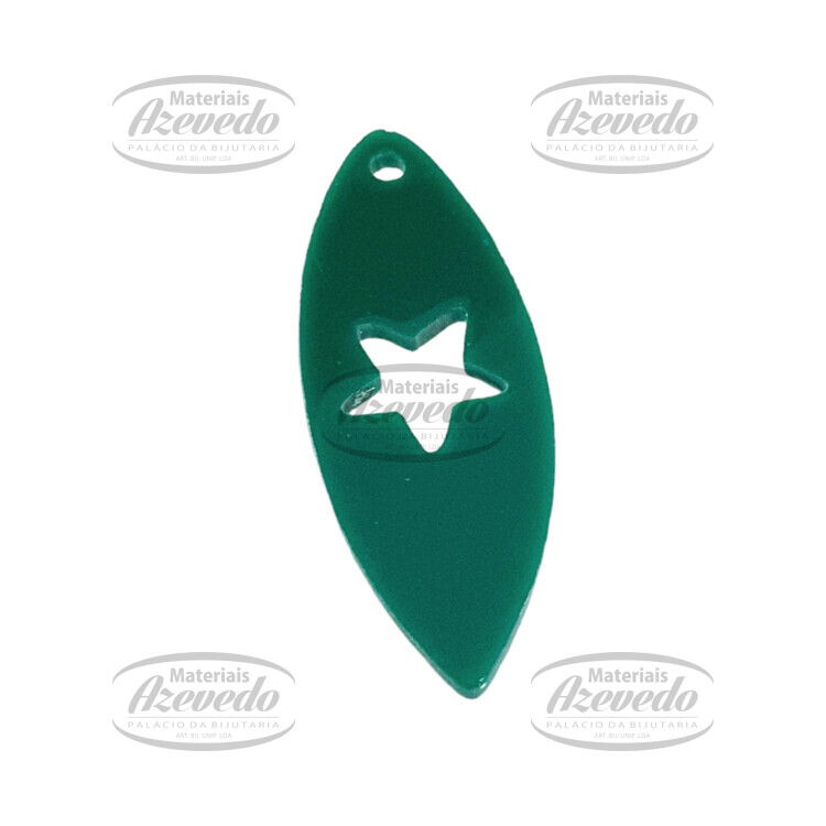 prancha de surf verde escuro estrela recortada - acrílico
